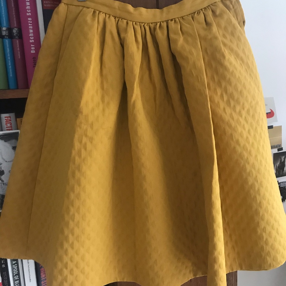 Mustard petticoat knee length skirt.